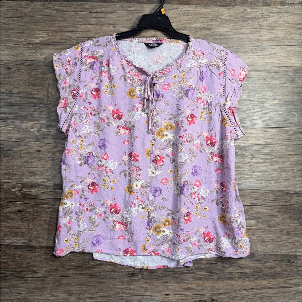 Buffalo David Bitton Floral Purple and Pink Blouse